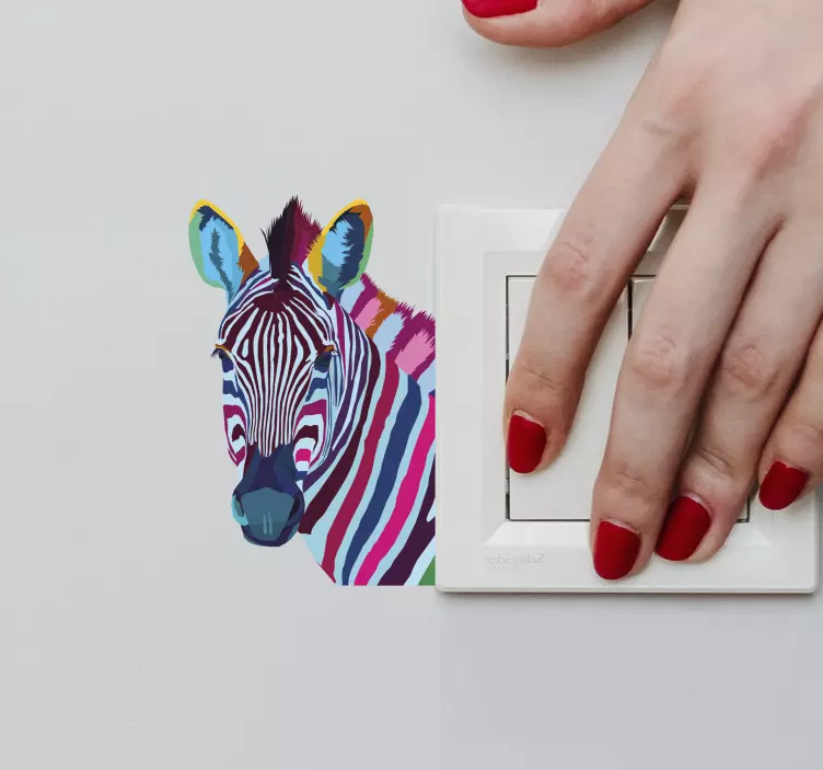 Samolepka na vypínač zebra pop art - TenStickers