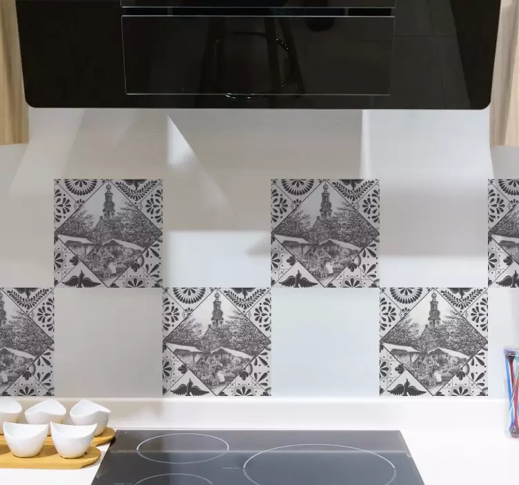 Samolepka na dlaždice s vintage dekoračním vzorem - TenStickers