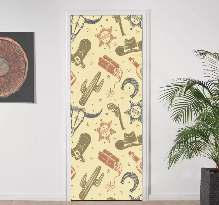 Samolepka na dveře s prvky westernu - TenStickers