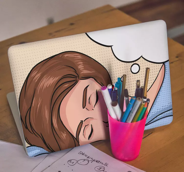 Samolepka na notebook ilustrace spící ženy - TenStickers