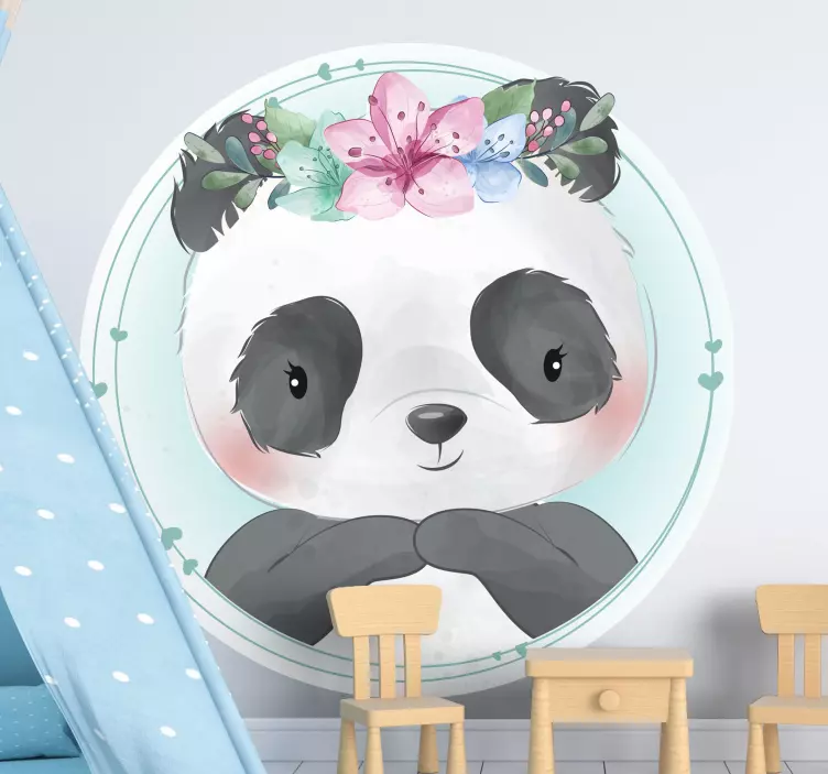 Panda s lotosovými květy divoký zvíře obtisk - TenStickers