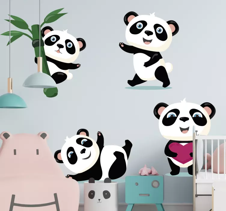Samolepka pro děti roztomilé panda postavičky - TenStickers