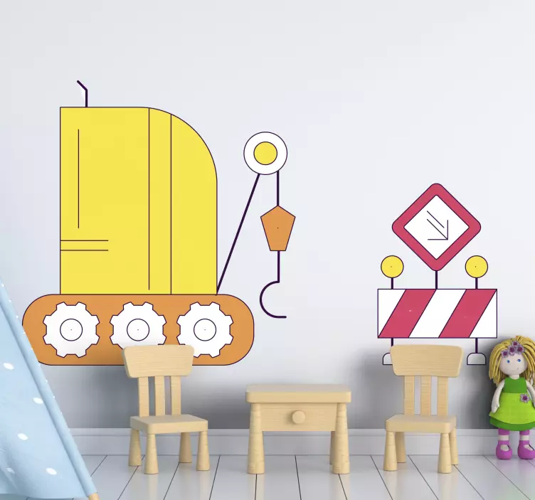 Samolepka pro děti vzrušení z stavebních vozidel - TenStickers