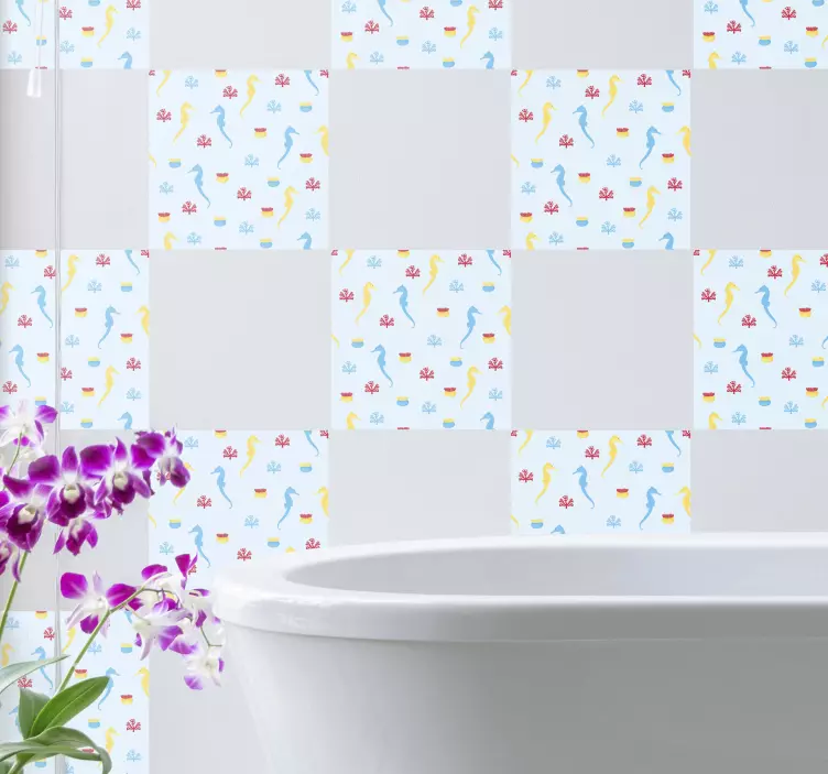 Samolepka s přírodou mořský koník splash - TenStickers