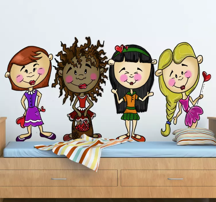 Samolepky čtyři děti děti - TenStickers
