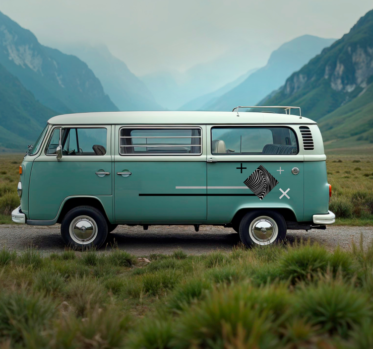 šedé pruhy samolepka karavanu - TenStickers