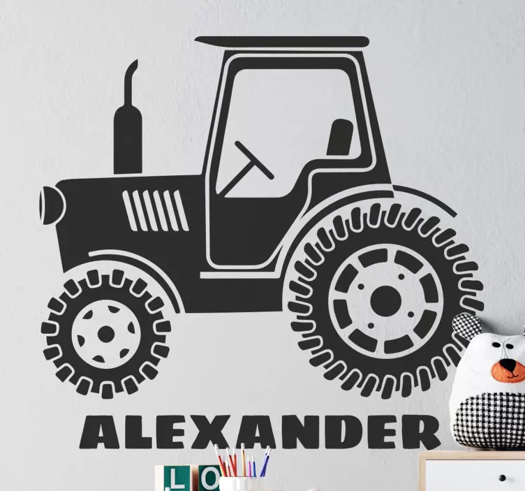 Silueta traktor s nálepkou název hračky - TenStickers