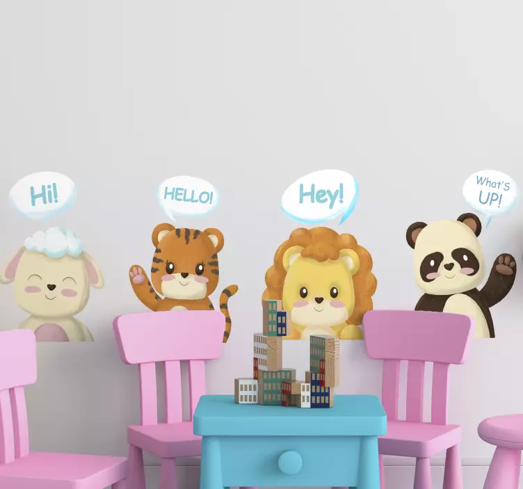 Sladká zvířata s texty dětská ložnice nálepka - TenStickers