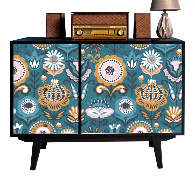 Samolepka na tradiční polský květinový nábytek - TenStickers