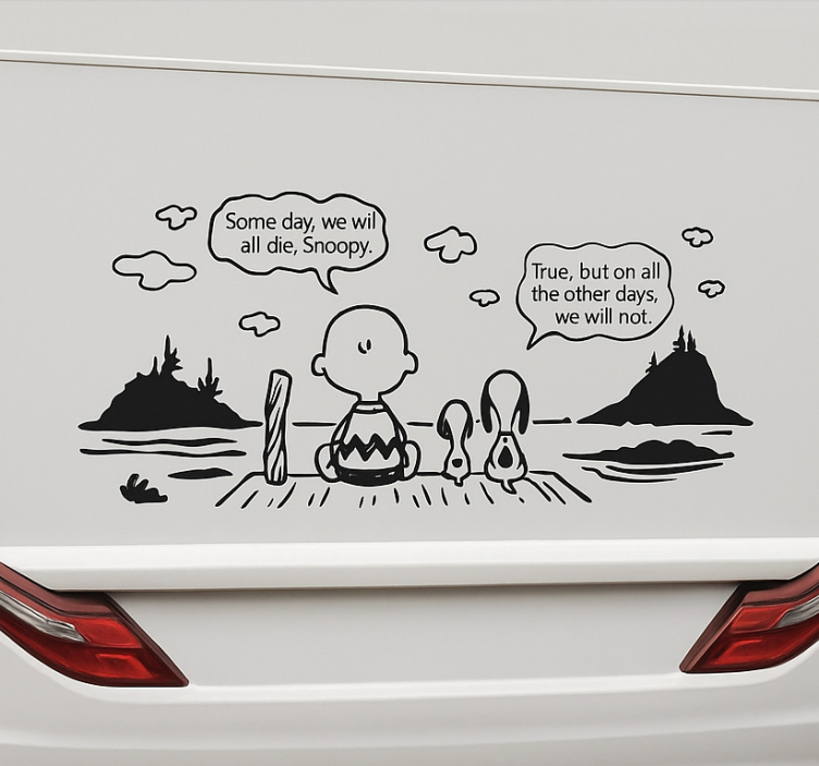 Snoopy a charlie lake samolepka karavanu - TenStickers