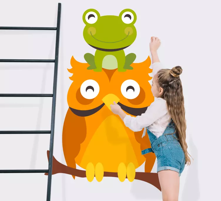 Sova s ptačí žabí samolepka na zeď - TenStickers