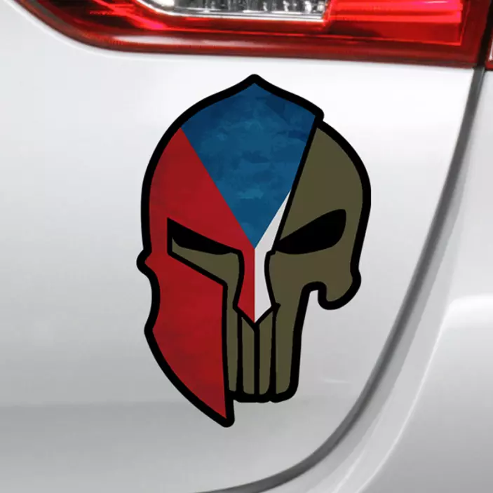 Spartan penisher lebka české samolepka na auto - TenStickers