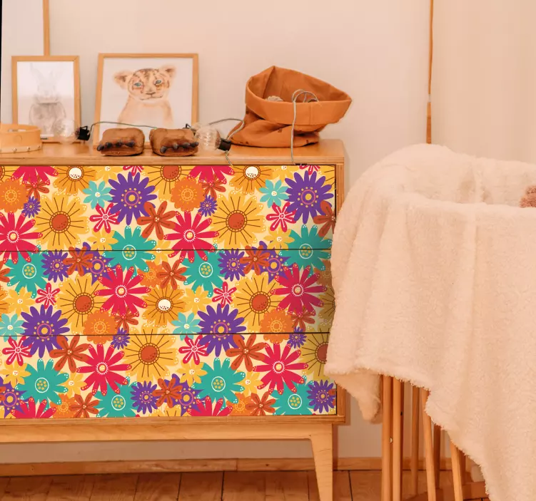 Nálepka na nábytek se spoustou květin - TenStickers