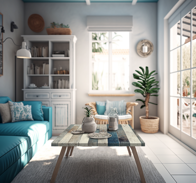 Staré dřevo modré odstíny Nábytek nálepka - TenStickers