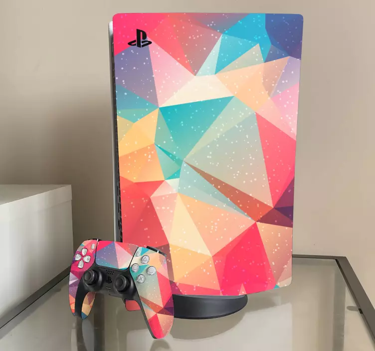 Samolepka abstraktní barevné trojúhelníky ps5 - TenStickers