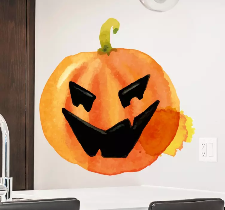 Strašidelný dýňový obličej Halloweenská samolepka - TenStickers
