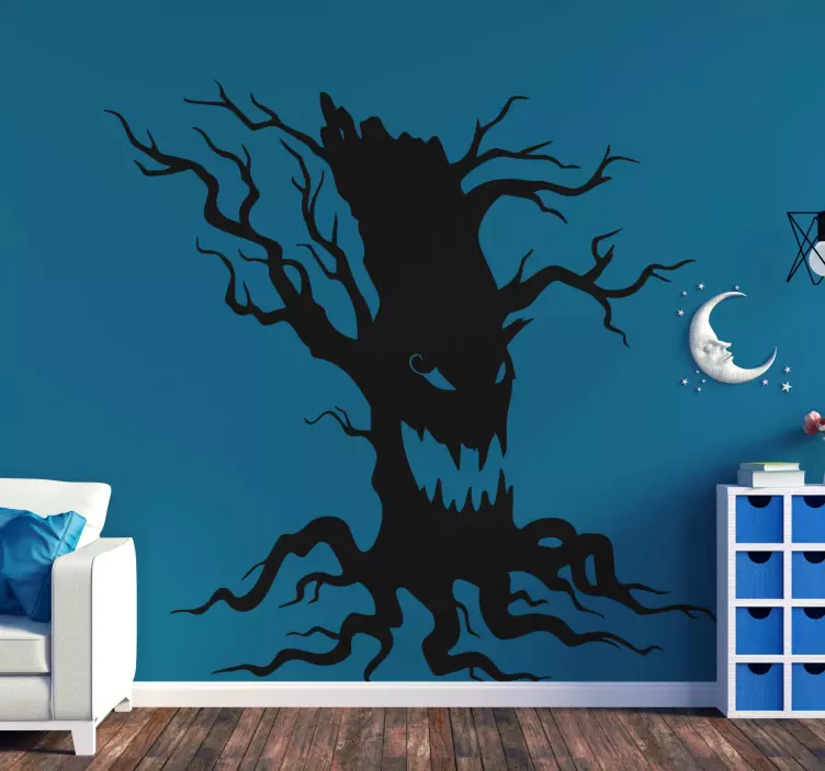 Strašidelný halloween rozzlobený strom halloween nálepka - TenStickers