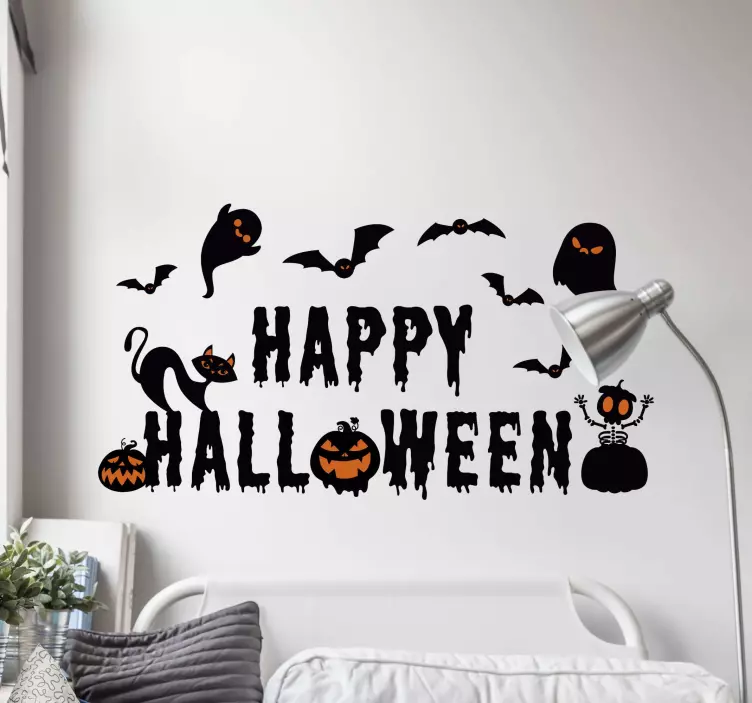 Text s různým halloweenským obtiskem - TenStickers