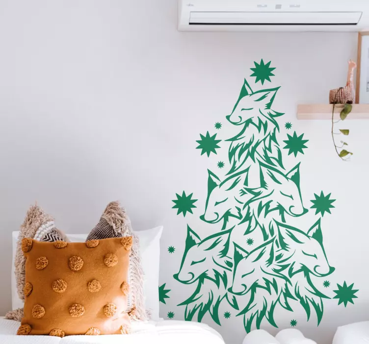 Vinylový obtisk vánoční strom vlci - TenStickers