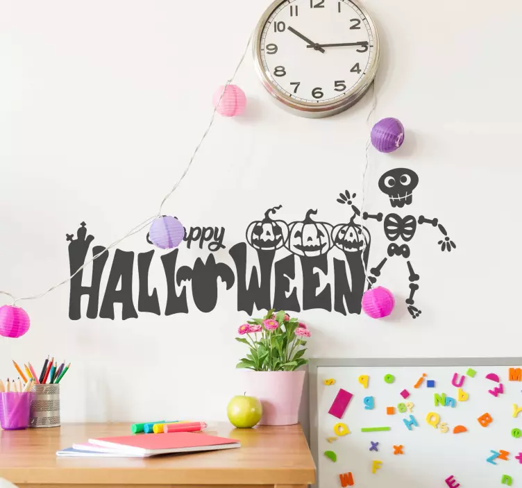 Taneční kostra s textem halloween nálepkou - TenStickers