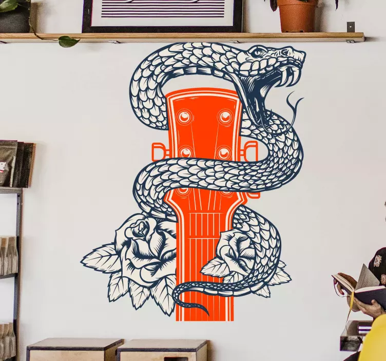 Tetovací kytara hudební samolepky - TenStickers