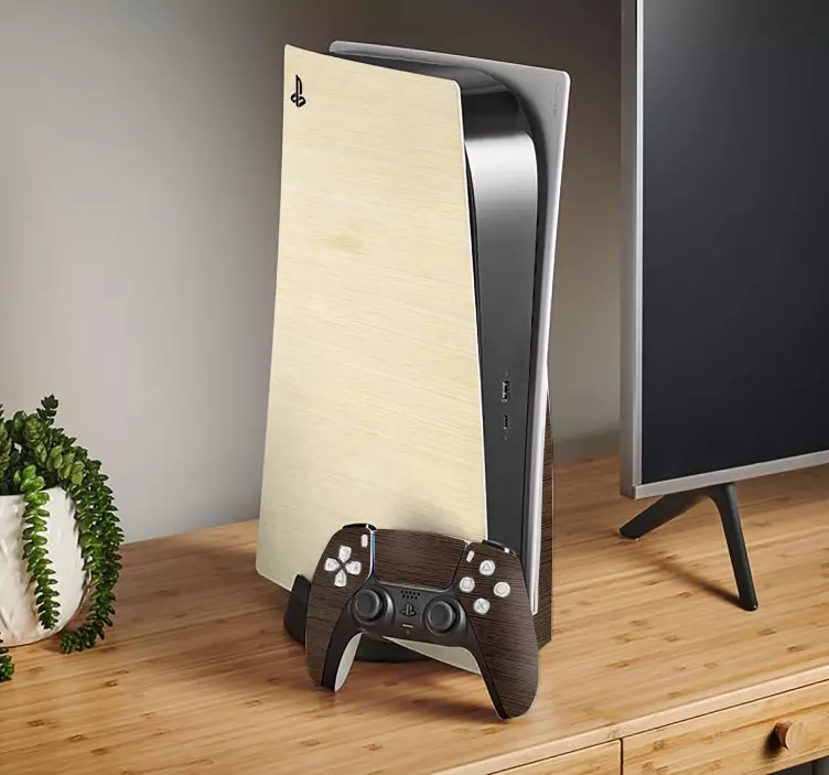 Textura dřeva Ps5 nálepka - TenStickers