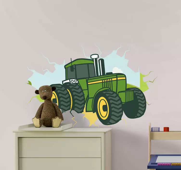 Traktor 3d nálepka ilustrace john deere - TenStickers