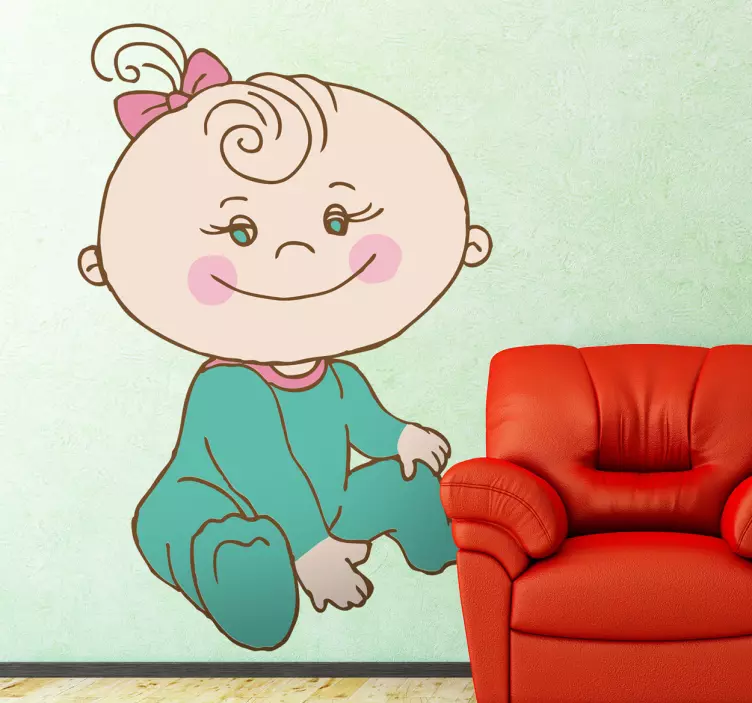 Usmívající se dítě sedí děti nálepka - TenStickers