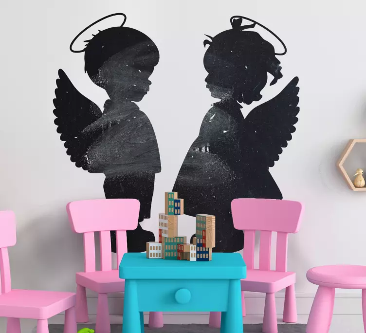 úžasné dva siluety anděla psát na štítku - TenStickers