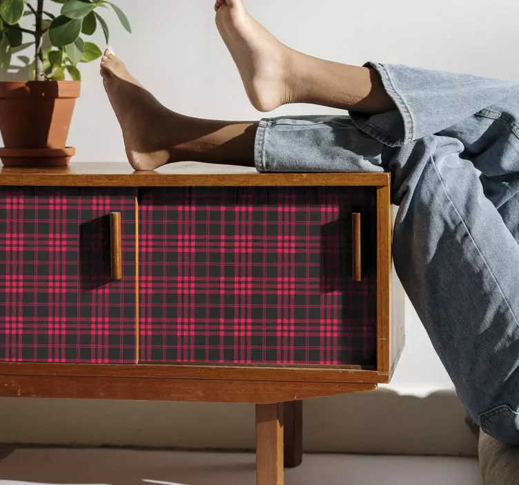 Nálepka vánoční tartanový vzor nábytku - TenStickers