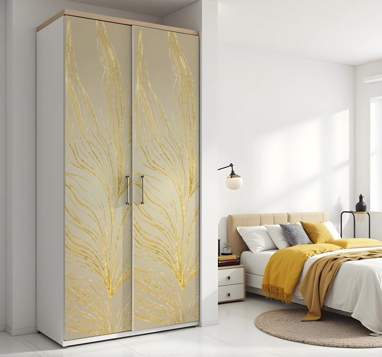 Velký zlatý efekt list Nábytek nálepka - TenStickers