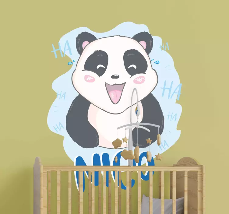 Veselý panda obličej samolepka pro děti - TenStickers