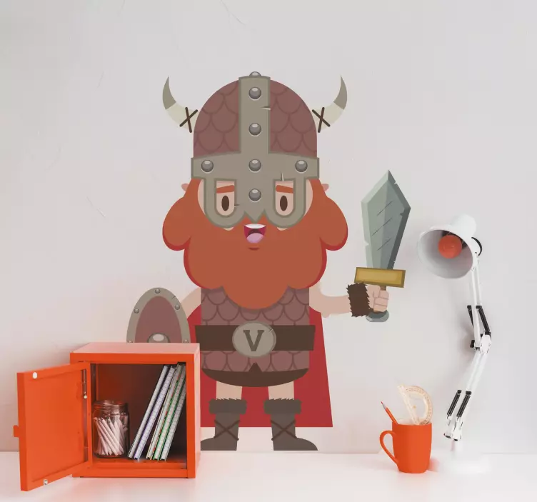 Vikingský pomerančový vous kopí charakter obtisk - TenStickers