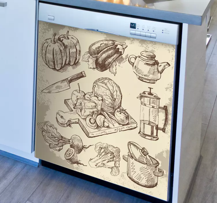 Vinobraní jídlo ilustrace obtisk - TenStickers