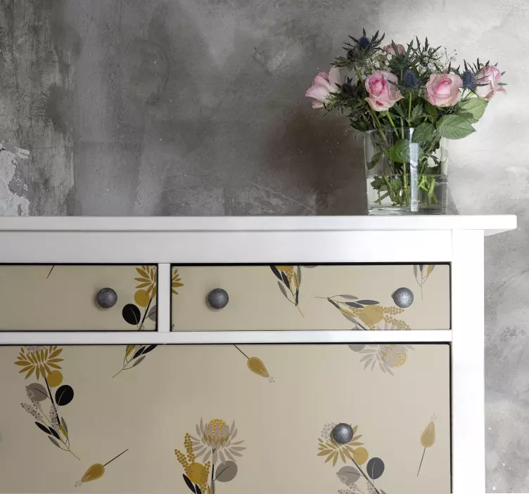 Vintage květiny nábytek obtisk - TenStickers