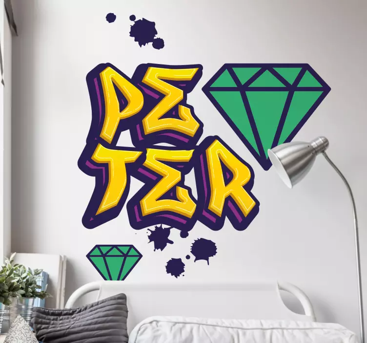 Personalizovaný obtisk ve stylu zeleného diamantu ve stylu graffi - TenStickers