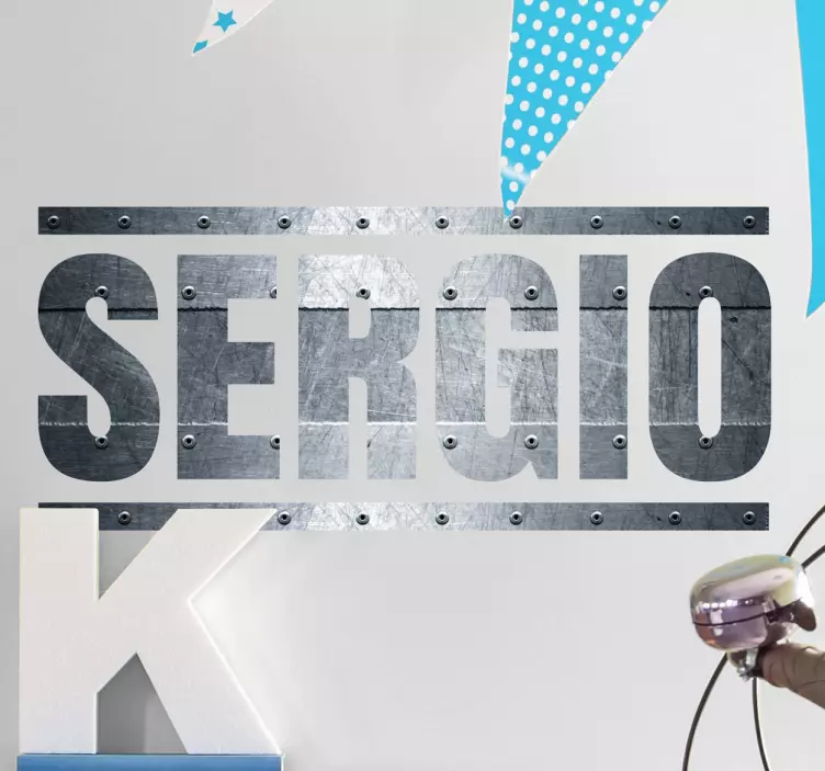 Vlastní název nálepka s kovovým efektem na stěnu - TenStickers