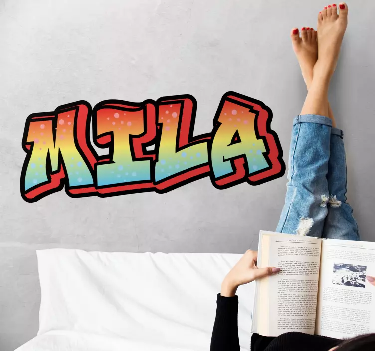 Obtisk názvu červené, žluté a modré graffitti - TenStickers