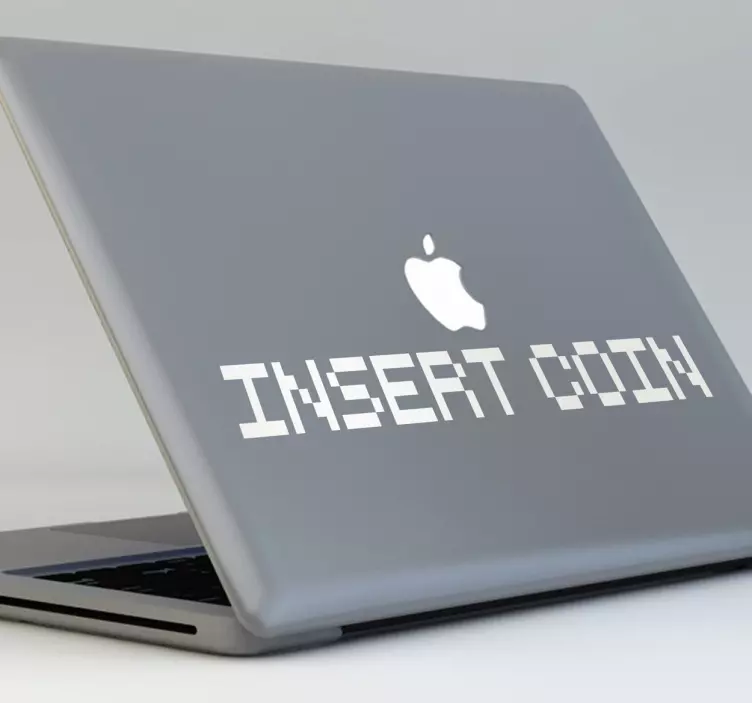 Vložte mince pixel text laptop nálepku - TenStickers