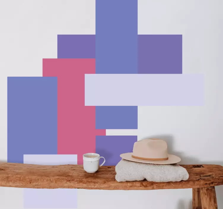 Vrstvené geometrické bloky samolepka na zeď - TenStickers