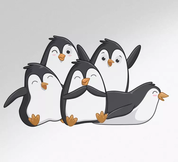 Vtipný design samolepky na ledničku pinguins - TenStickers