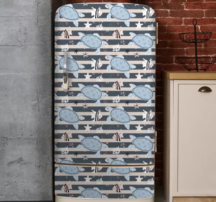 Vzor s pruhy želvy Nálepka lednice - TenStickers