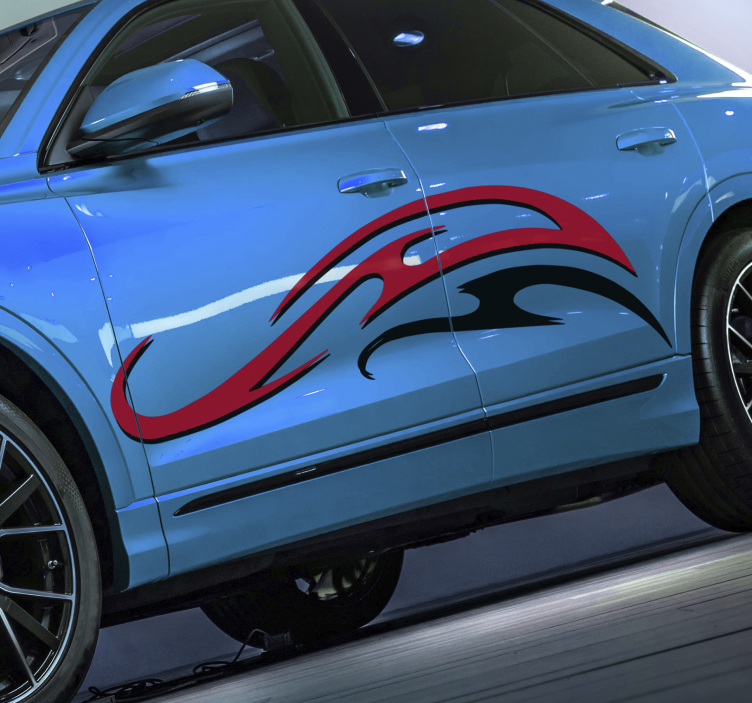 Závodní auto s pruhy bílé a červené auto nálepky - TenStickers