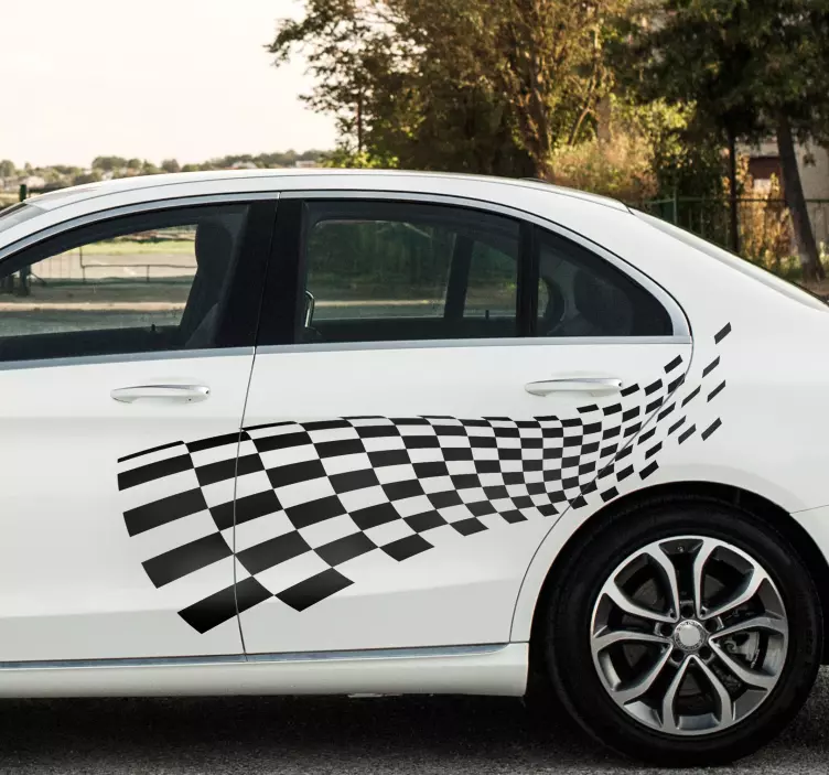 Závodní vlajka samolepka na auto - TenStickers