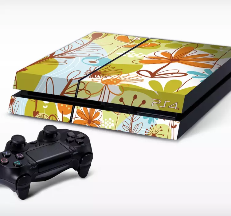 Zelená květinová playstation 4 kůže - TenStickers