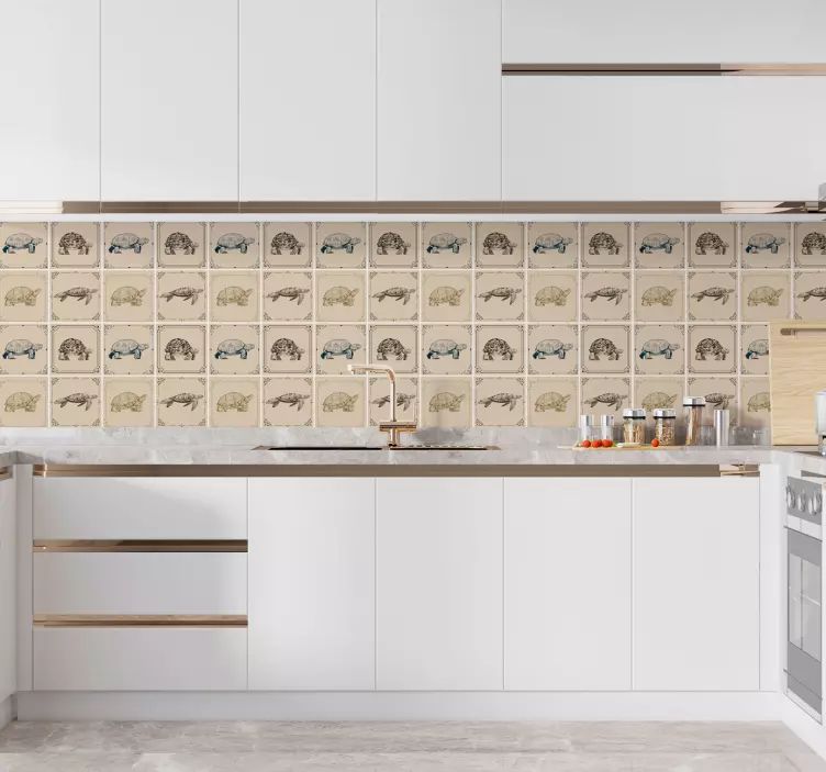 želvy béžové pozadí dlaždice nálepka - TenStickers