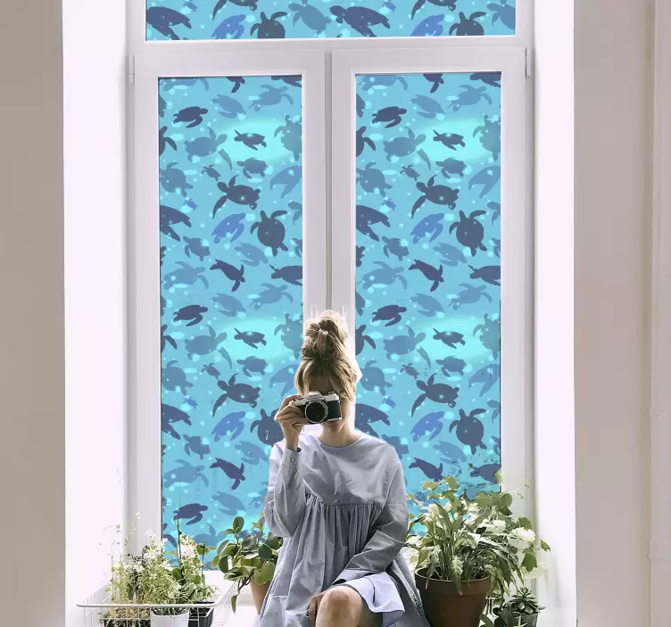 Nálepka želvy plavání okno - TenStickers