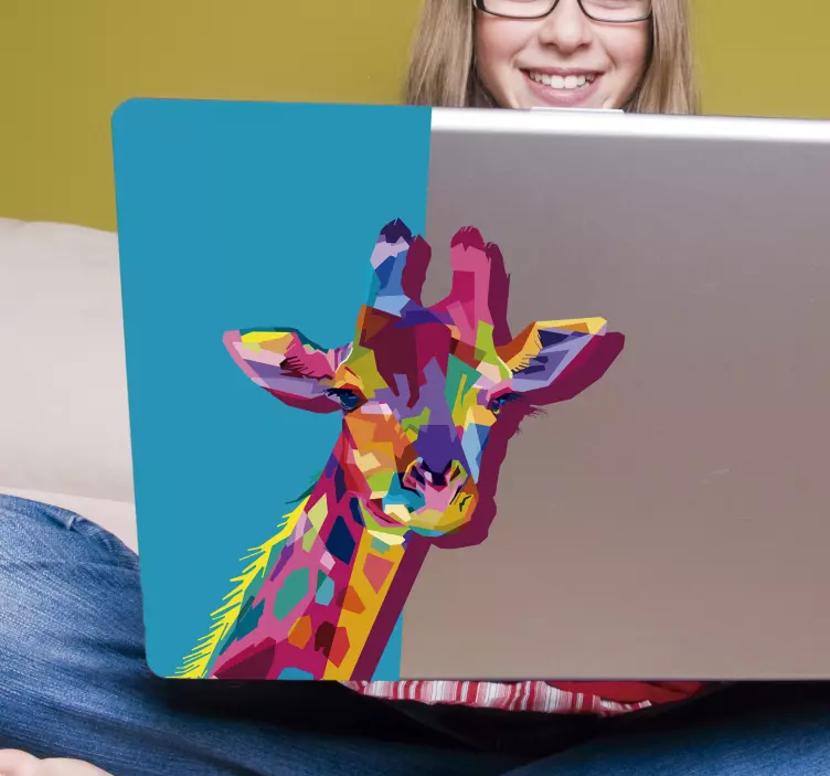 žirafa 3d laptop nálepka - TenStickers