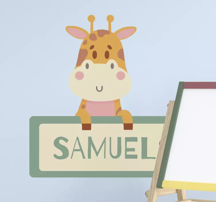 Samolepka na zeď žirafa a jméno - TenStickers