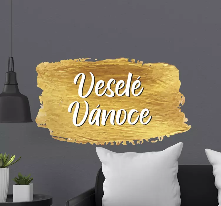 Zlatý český veselý vánoční obtisk - TenStickers